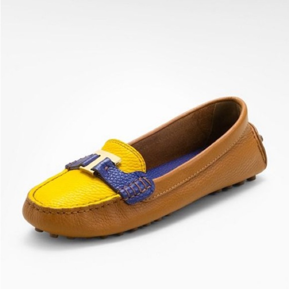 NEW! Tory Burch Tri- Color Pebble Leather Cast Loafer Womens Size 10.5